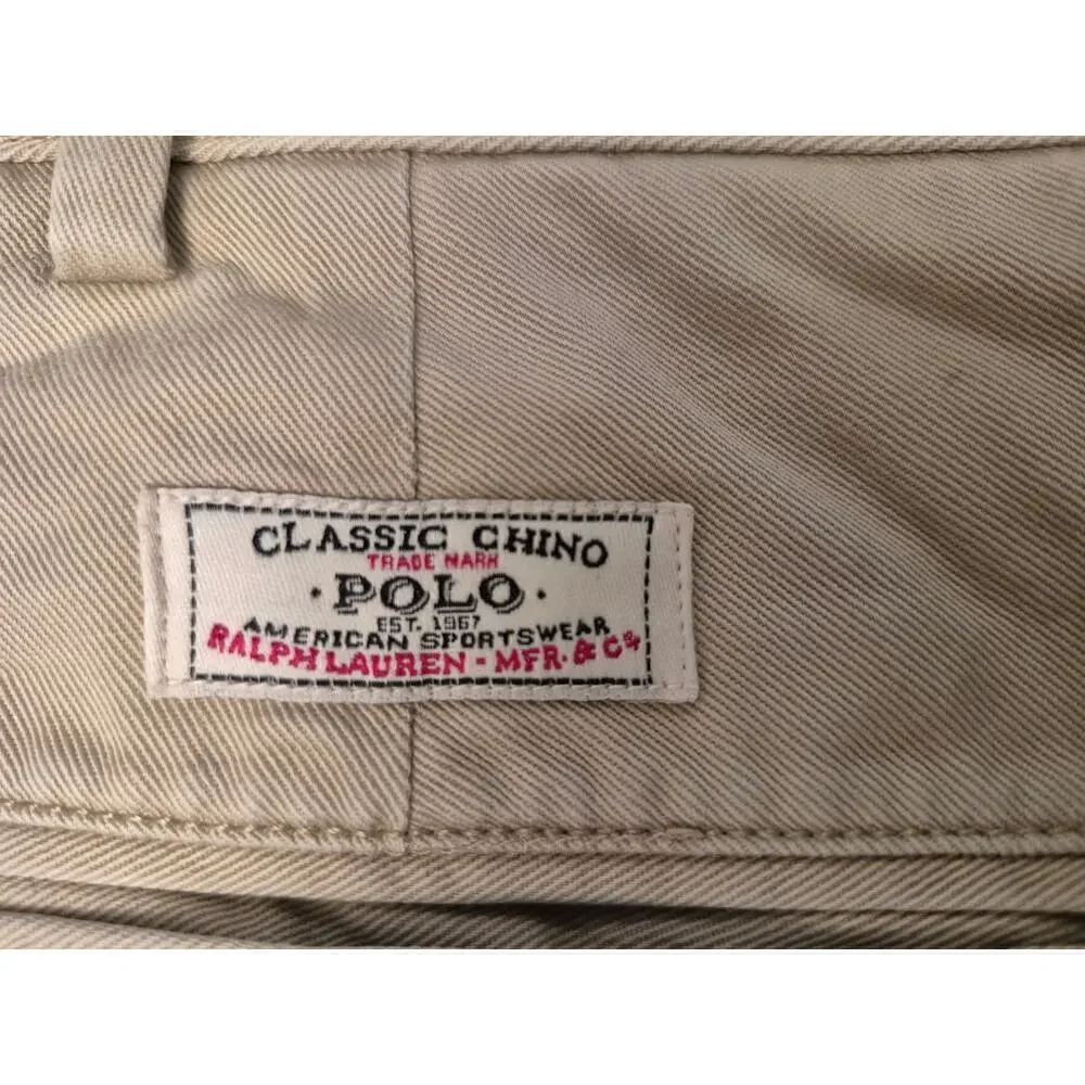 Vintage Polo Ralph Lauren Chino Pants Mens 35x30 Khaki Trousers Made in USA